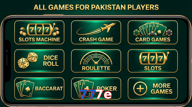 Main screen of 777E games page for PK players
